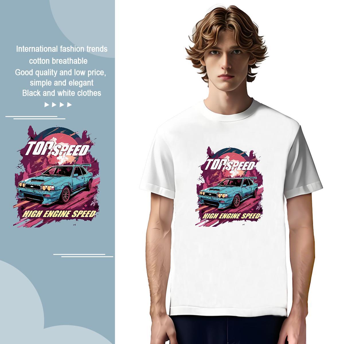 Soft car T-Shirts for Men Daily Outfit Couples T Shirts 230g Pure Cotton Designer Fashion Breathable Short Sleeve Asian Size Clothings