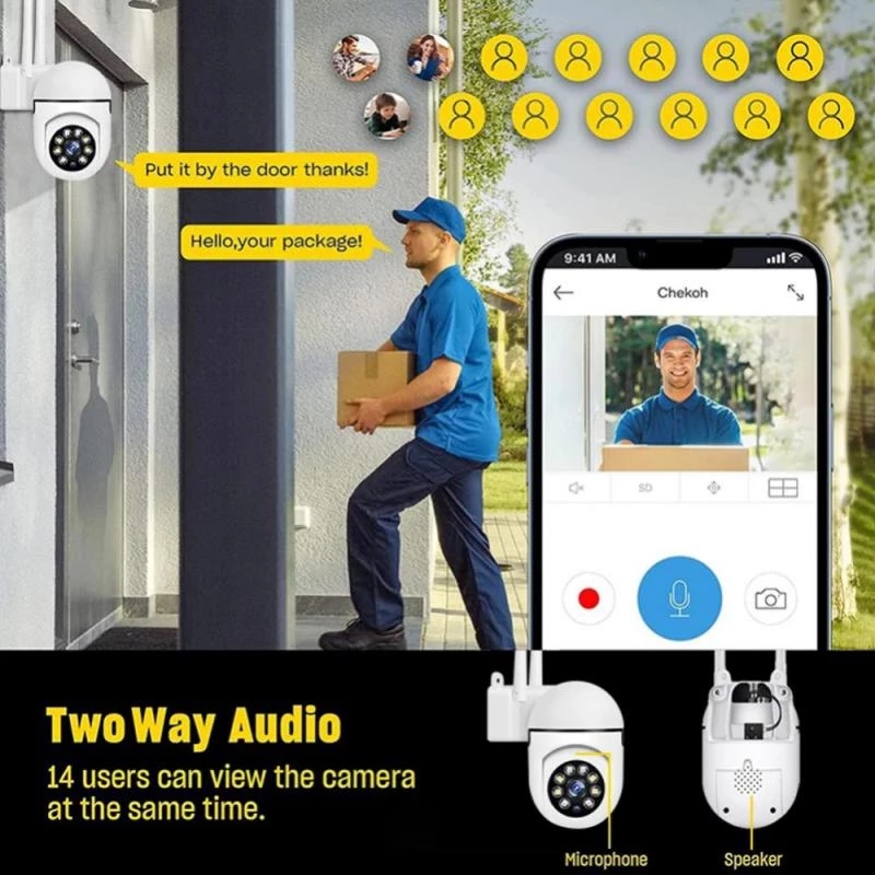 Surveillance Camera PTZ CCTV IP Wifi Camera 4X Zoom Security Protection Wireless Home AI Human Trcking Outdoor Two Way Audio