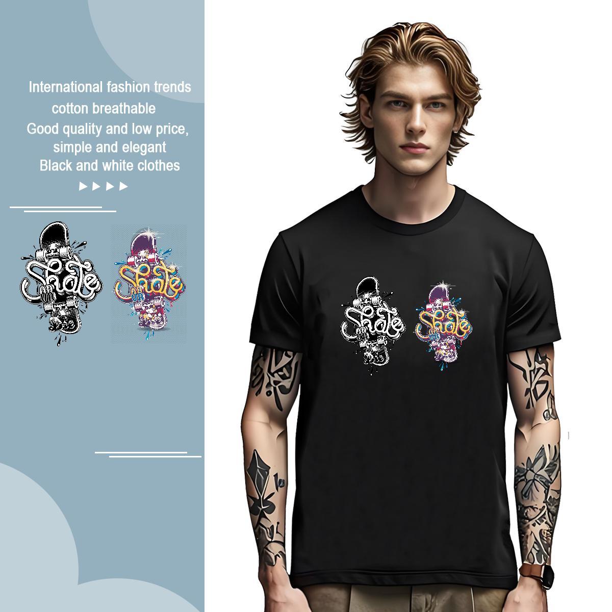 Man T Shirts 100% Cotton 230g Colorful Sport Short Sleeve O-Neck Floral Print Mens Tshirts Wholesale Soft Tee Shirt
