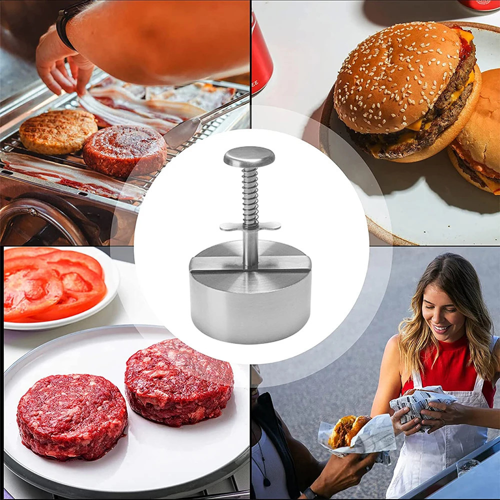 304 Stainless Steel Hamburger Press Burger Patty Maker Pork Beef Manual Mold for Grill Griddle Meat Kitchen Tools 240812
