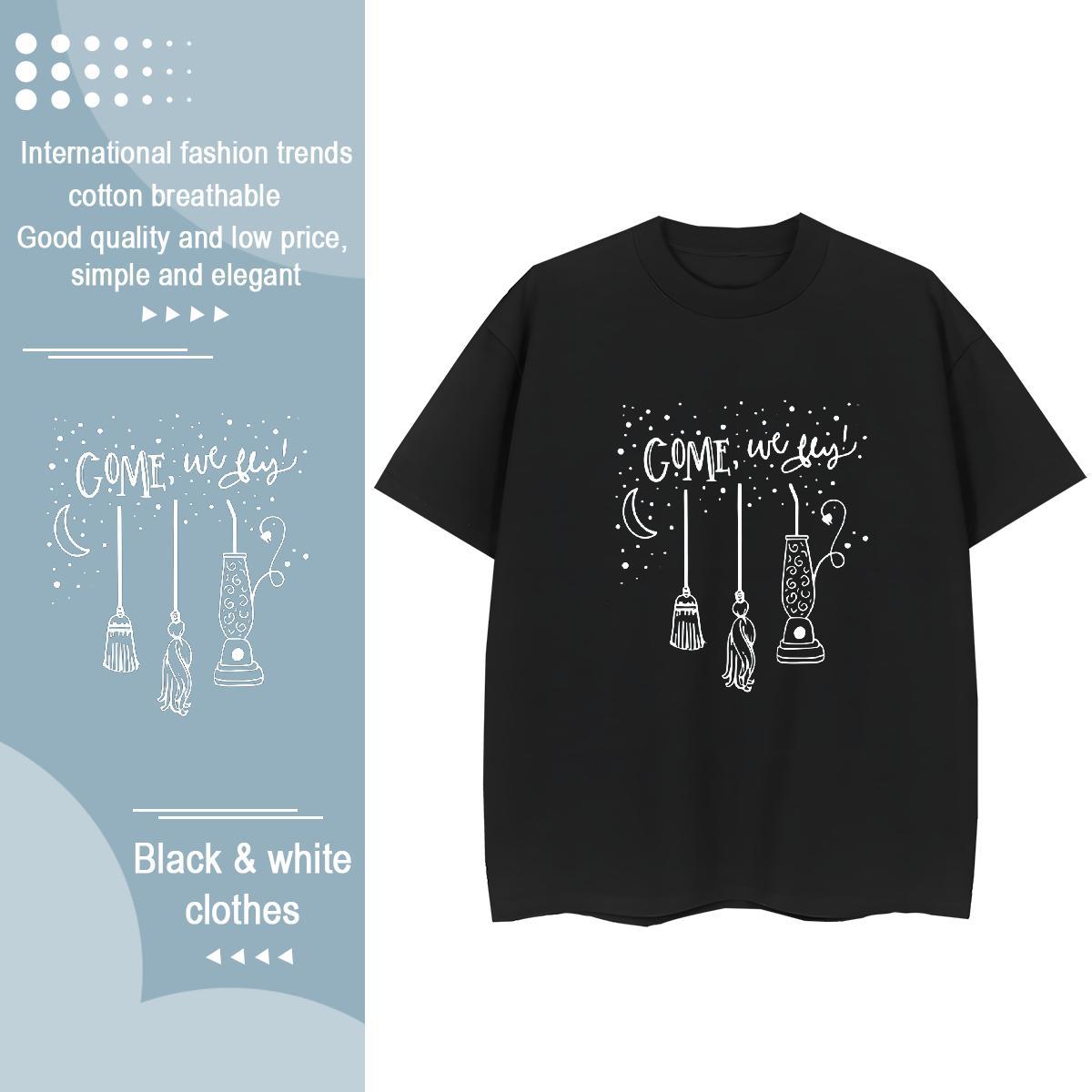 Cool Man T Shirts halloween Breathable Short Sleeve Home Outdoor Black White 230g Cotton Men Tops Tees Designer Tee Shirt