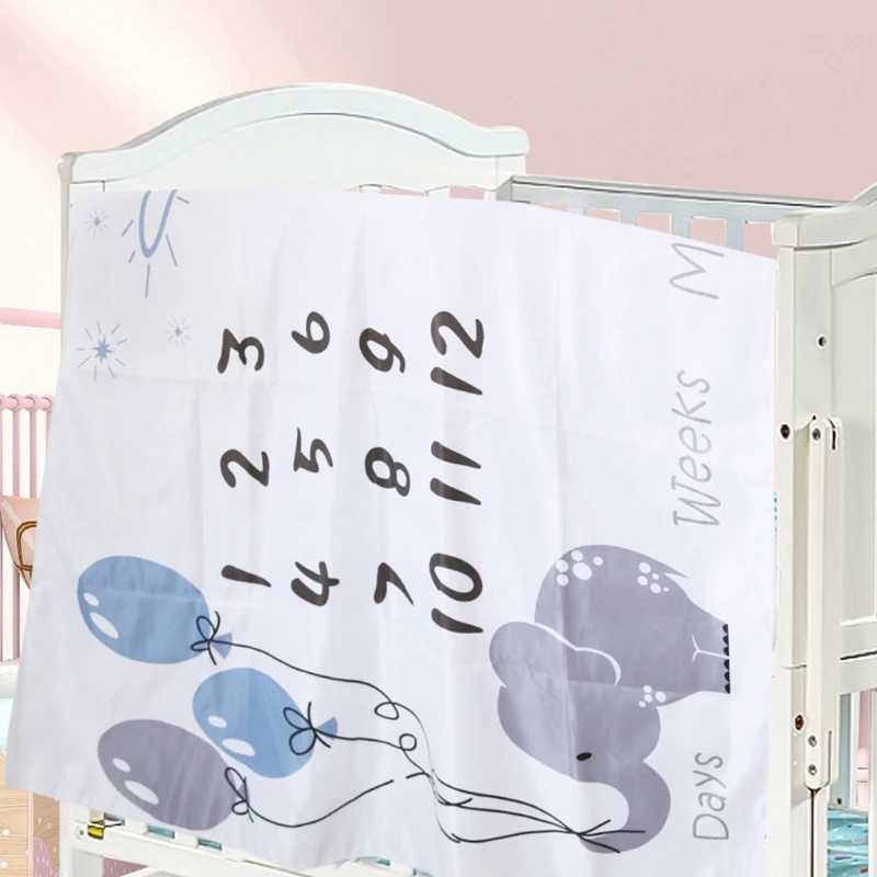1 Set Baby Monthly Record Growth Milestone Blanket Newborn Photography Props Accessories Cartoon Printing Background Y240815