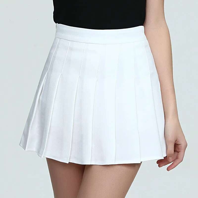 A Girls Lattice Short Dress High Waist Pleated Tennis Skirt Uniform with Inner Shorts Underpants for Badminton Cheerleader s