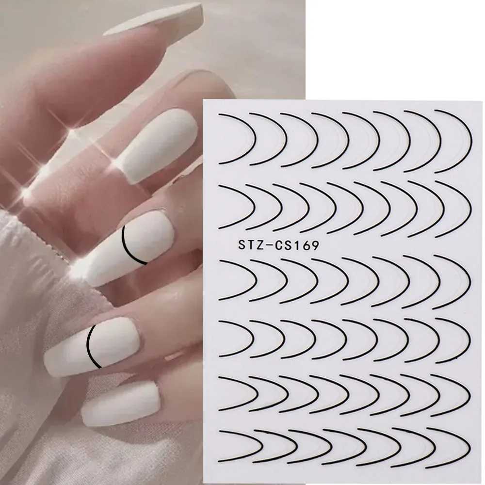 3D French Lines Nail Stickers DIY Nail Decoration Metal Stripe Lines Self Adhesive Nail Art Sliders Water Decal StickerXJ240814