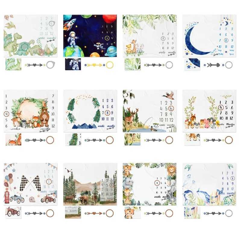 Baby Monthly Growth Record Blanket Newborns Milestones Blanket Photography Props Lovely Infants Photoshoots Backdrops Y240815