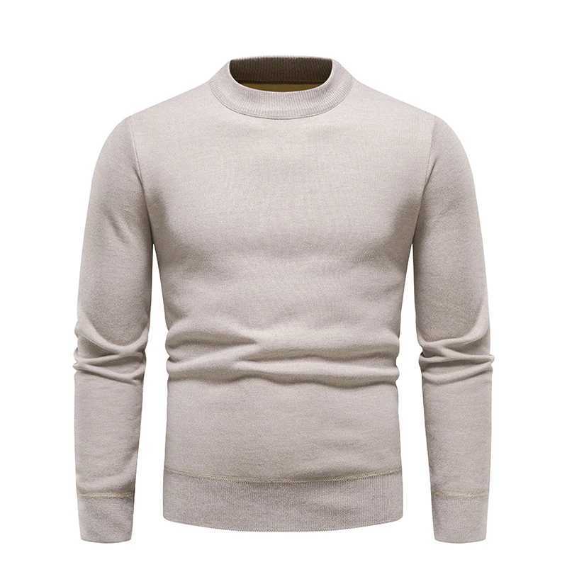 Sweater Men Autumn Winter Jumper Fleece Thickened New Korean Knitwear O-neck Solid White Black Cold Blouse Bottom Shirt ClothesXJ240814