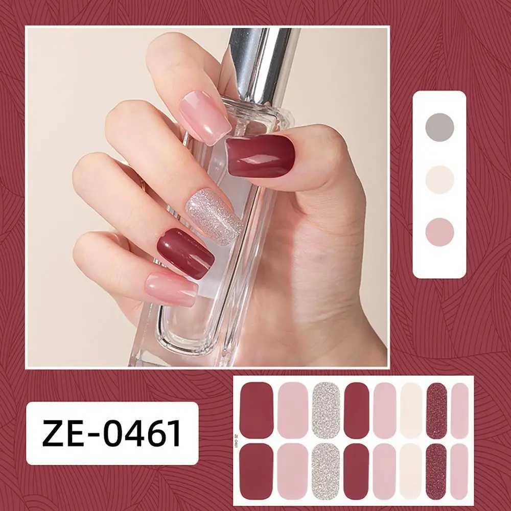 1set 16 Strips Semi Cured Gel Nail Stickers Gradient Colors French Nail Art Gel Nail Polish StripsXJ240814