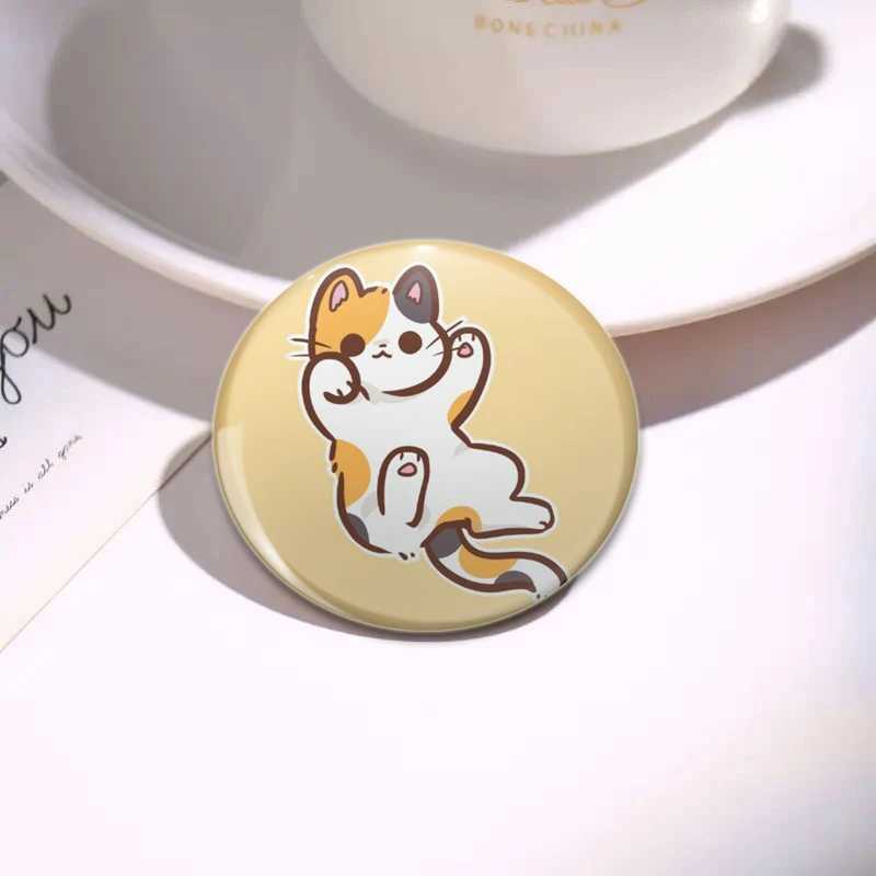 Interesting cartoon hand drawn cat badge half face cat pin tinplate brooch backpack clothing handmade gift accessories W240815