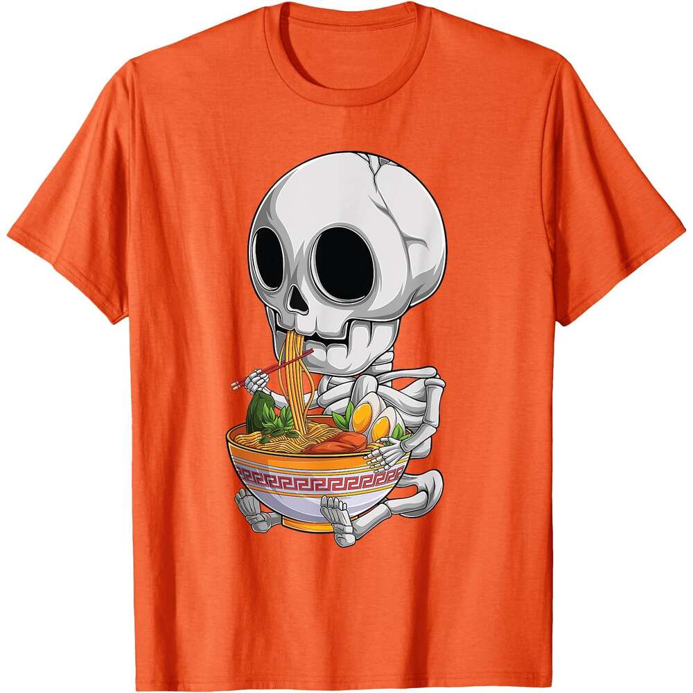 T shirt for Mens kawaii japanese anime Skeleton Halloween ramen Food Lovers T-Shirt Shirts Tshirt Graphic Tee Casual Tops Clothes Short sleeve 2025