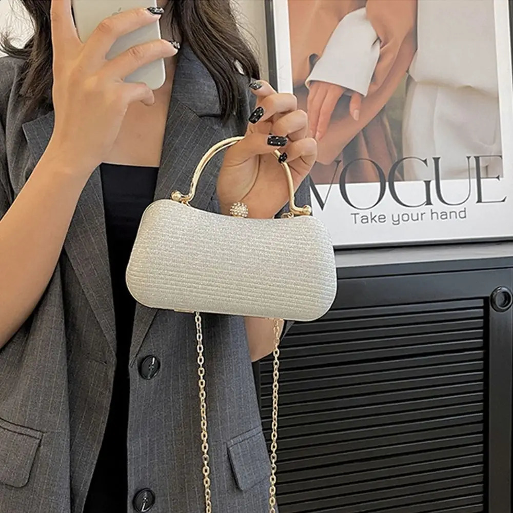 Glitter Evening Banquet Bag Elegant Wrist Bag Large Capacity Ladies Clutch Bag Rhinestone Shoulder Bag Box Handbag Women 240813