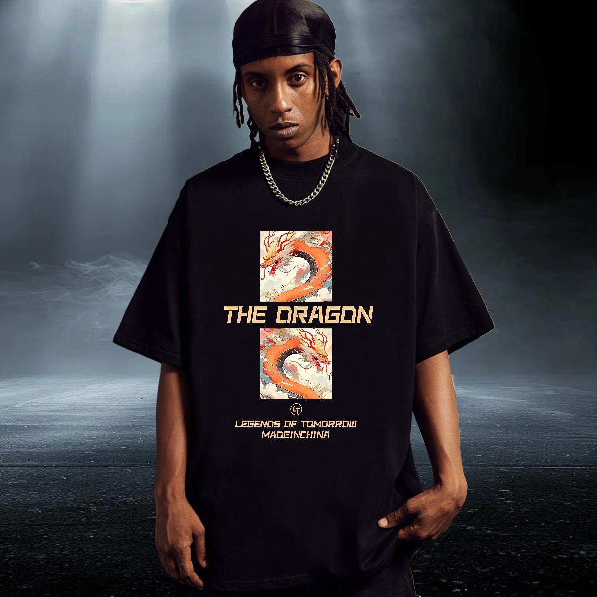 Loose Fit Men Clothes T-Shirt Daily Wear 230g Cotton Plus Size Cartoon Breathable Crew Neck Chinese T Shirt For Man 2024 Summer Tops Tees