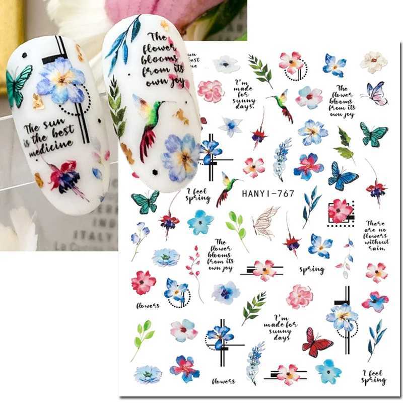 3d White Royalblue Roses Flowers Leaves Nail Art Stickers Adhesive Sliders Nail Decals For Nails Decoration Manicure AccessoriesXJ240814