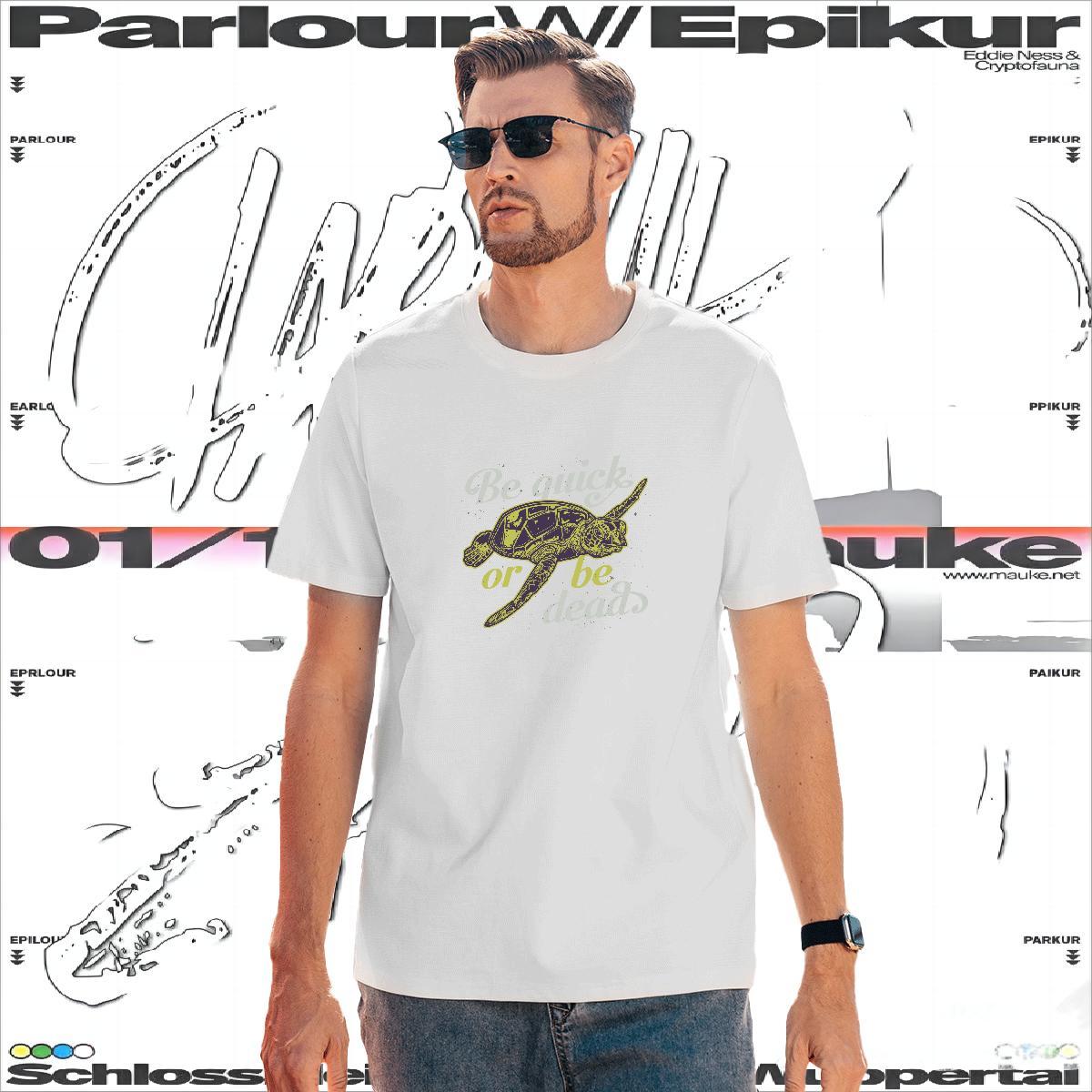 Loose T Shirt For Man tortoise Breathable Short Sleeve Summer Casual Cartoon Print 230g Pure Cotton Tshirt for Man Woman Classic Wear