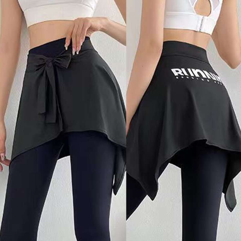 Yoga Women Tennis Self Cover Wrap Hip Covering Scarf Letter Print Workout Running Tie Up Asymmetrical Skirt ing