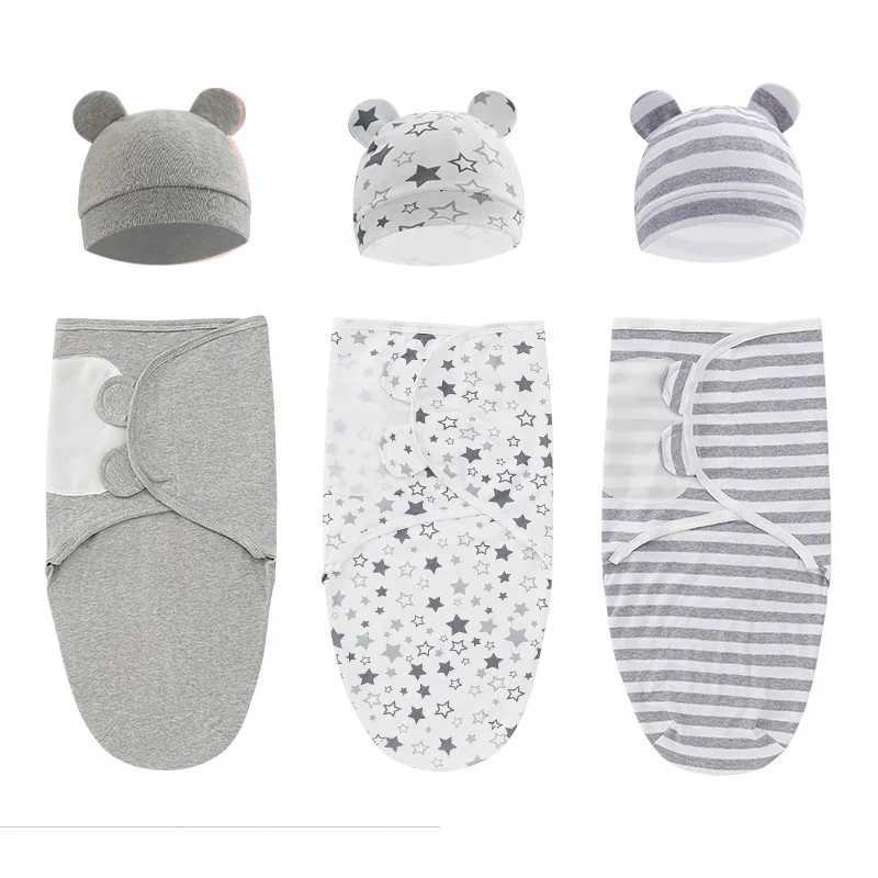 100% Cotton Baby Swaddle Blanket Swaddle Wrap Baby Hat Set for Infant Adjustable Newborn Swaddle Baby Swaddle for 0-6 Month Y240814