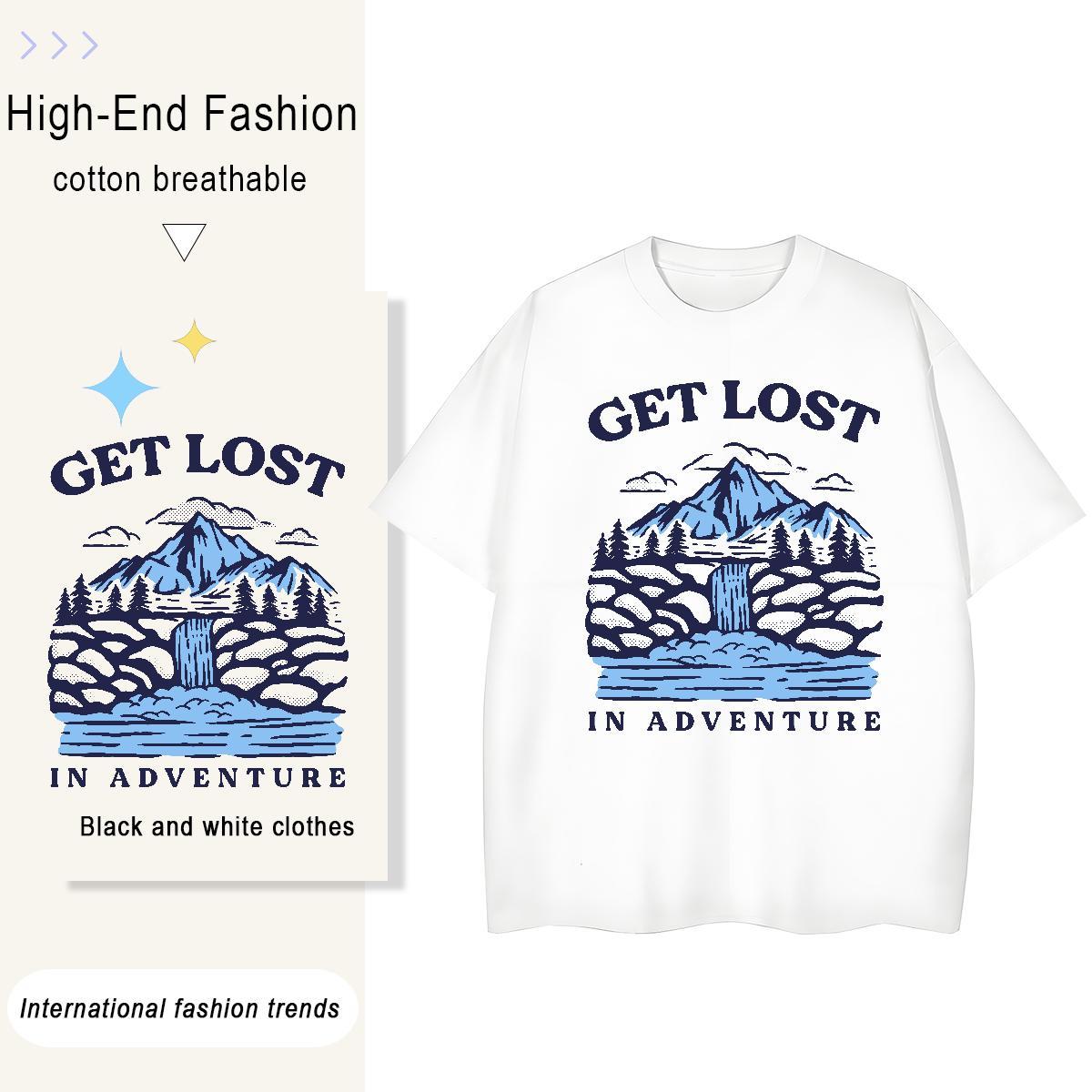 Loose Fit Men Tshirts Daily Wear 100% Cotton 230g Oversized Short Sleeve Soft mountains Men T Shirts New Clothes