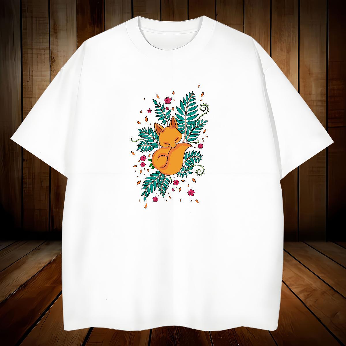 T-Shirts for Men 230g Pure Cotton fox Street Wear O Neck Short Sleeves Oversized Men Tshirts Stylist Unisex Tops