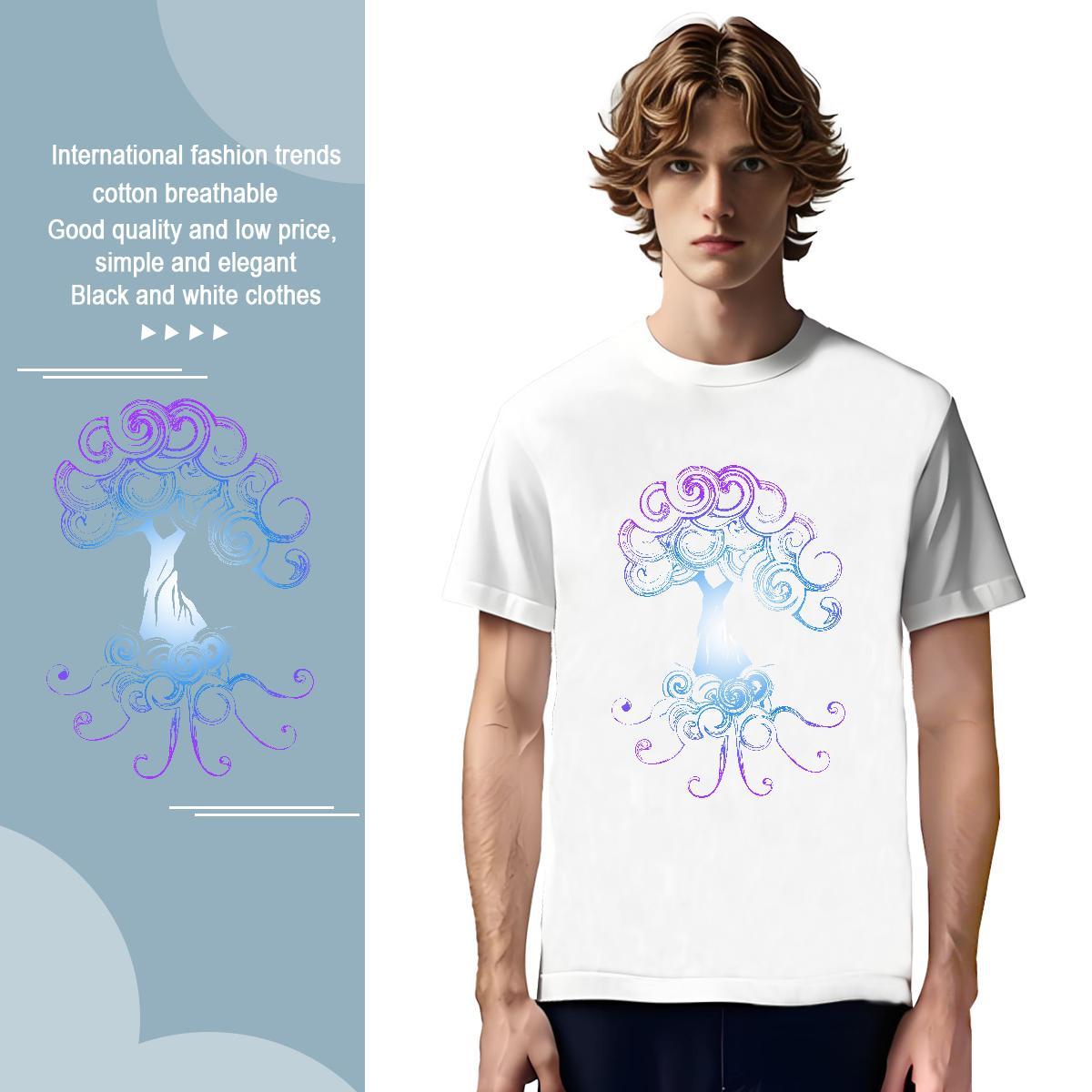 T-Shirts 230g Cotton tree Outdoor Crew Neck White Plus Size Men Tshirts 2024 Designer Soft Tops Shirt
