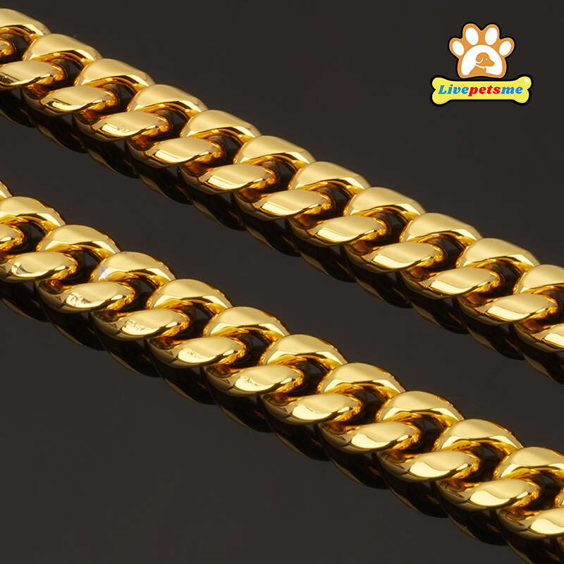 Gold Dog Chain, Stainless Steel Dog Collar Choker, Luxury Designer, Walking And Traning Metal Necklace For Small And Medium Dogs Zozostore