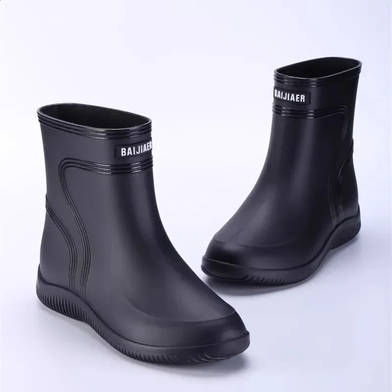 Mens mid pipe waterproof boots fashionable construction site anti slip rubber shoes summer fishing girls waterproof mens waterproof boots 240821