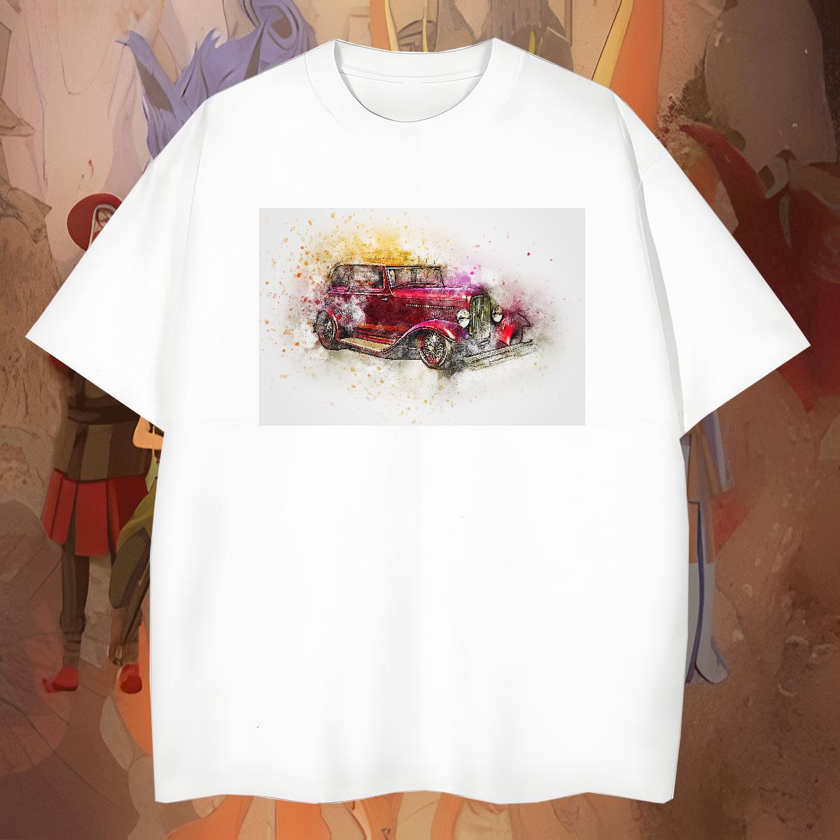Free Shipping car T Shirt For Man Street Wear Mens Tshirts 230g Pure Cotton Customized Breathable Short Sleeve Skull Tops Shirt