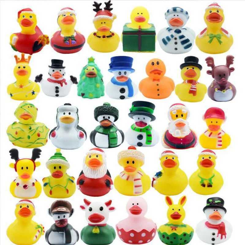 5-30PCS Kids Christmas Rubber Ducks Bath Toys Boys Girls Christmas Decor Gifts Kids Holiday Toy Gifts Cake DecorationsXJ240815
