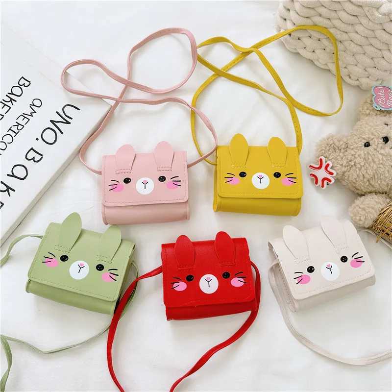 Cute cartoon childrens shoulder bag Pu leather boy childrens square cross bag Cute baby girl rabbit coin wallet handbag W240813