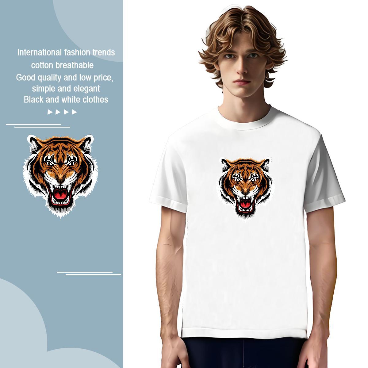 T Shirts Men 230g 100% Cotton tiger Home Outdoor Breathable Short Sleeve Customized Mens Tshirts DIY Customized Unisex Tees