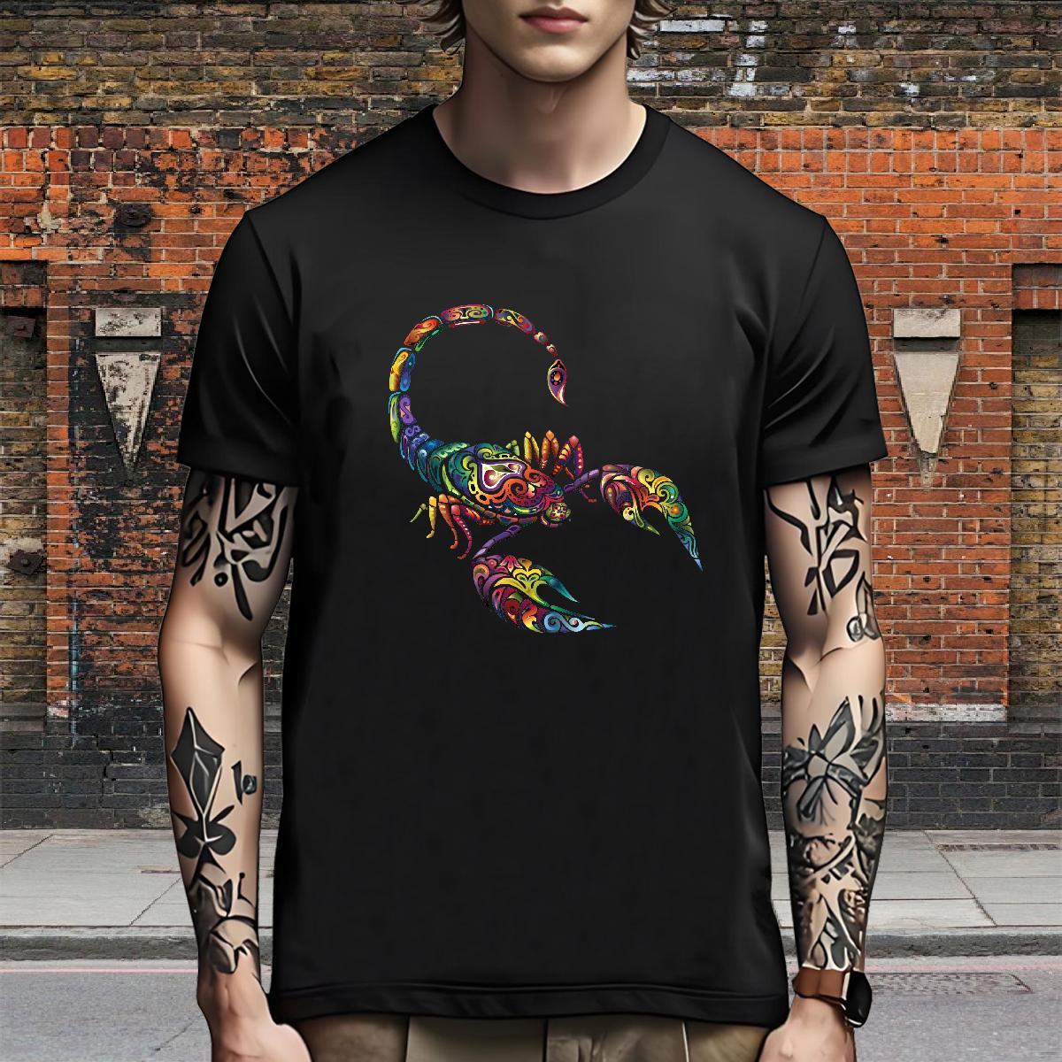 Wholesale T-Shirts scorpion Crew Neck Anime Printing Street Custom Big Size 230g Pure Cotton Men Clothes T-Shirt Free Shipping Wear