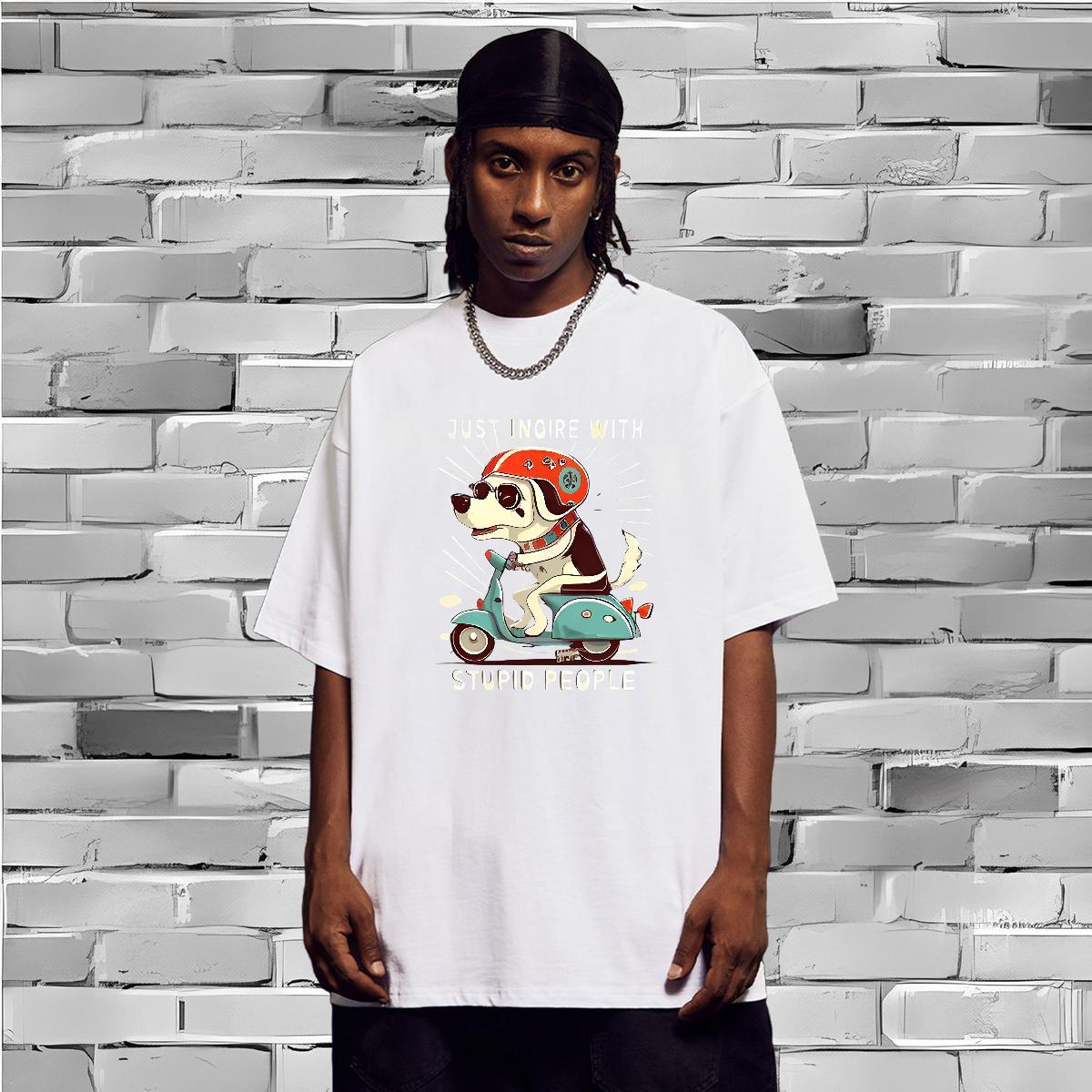 Unisex Men T Shirts dog Round Neck Short Sleeve Casual Plus Size Cartoon 230g 100% Cotton Tshirts 2024 DIY Top Tees