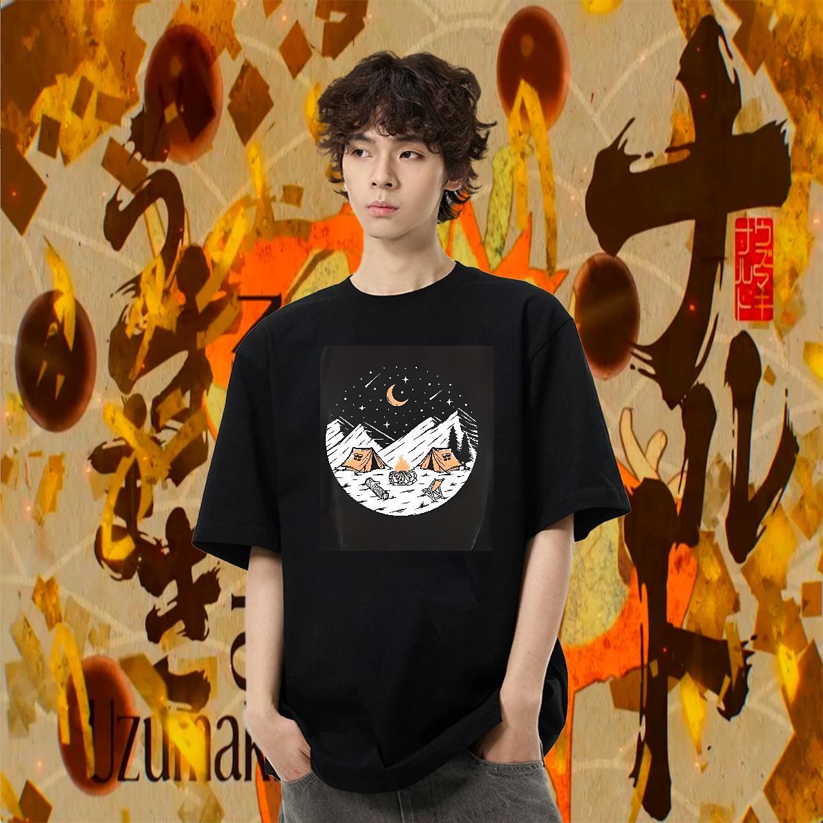 Designer Mens Tshirts Sports Casual 230g 100% Cotton Custom Cartoon Short Sleeve Soft mountains Man T Shirts 2024 DIY Top Tees