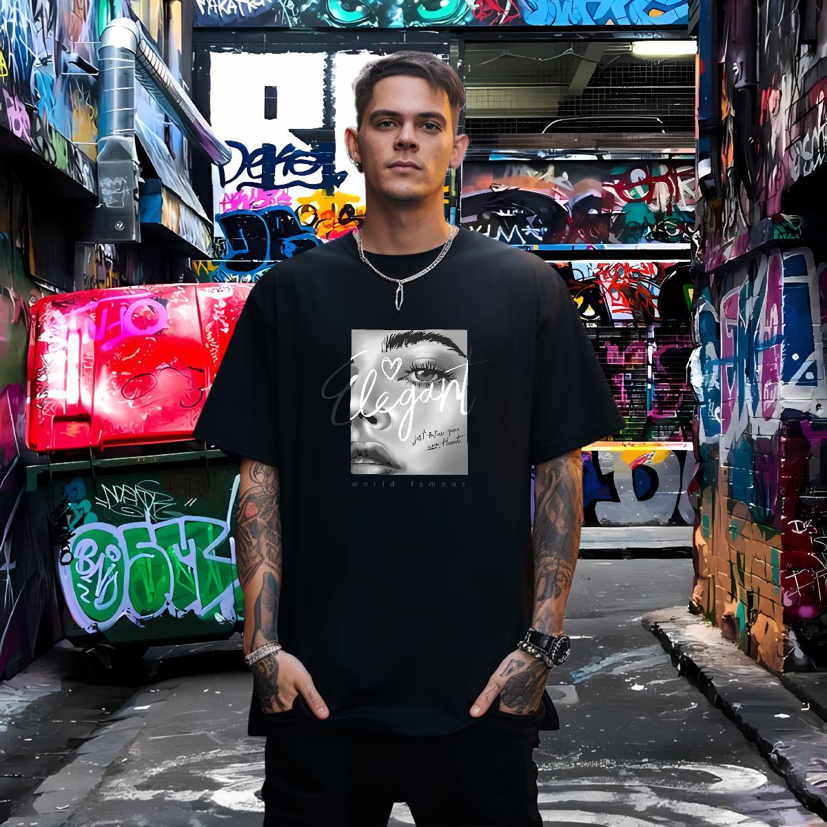T Shirts Men 100% Cotton 230g eyes Sports Casual Short Sleeve Soft DIY Logo Oversized Men Tshirts Fashion Designer High Quality Top Tees