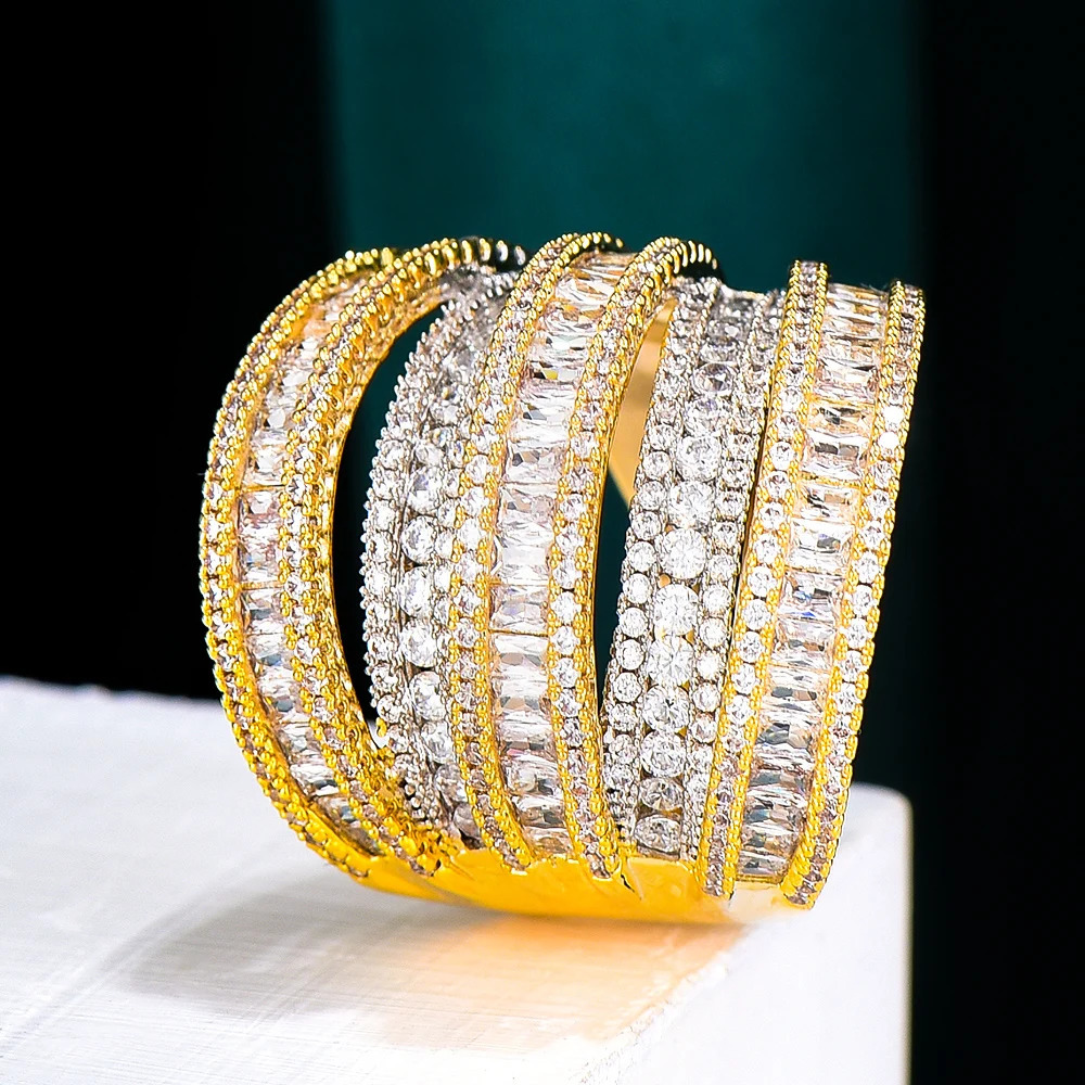 GODKI LUXUYR 5Rows BIG Statement Rings for Women Cubic Zircon Finger Beads Charm Ring Bohemian Beach Jewelry Gift 240813
