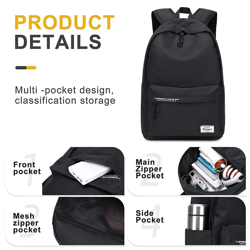 School Backpacks for Teen Black 14 Inch Laptop Backpacks Anti-Theft College Cute Bookbag for Women Student Casual Daypack 240813