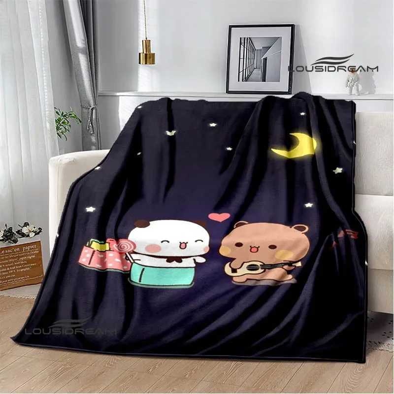 Cute cartoon bear printed blanket Warm Flannel Blankets Soft and Comfortable Home Travel Blanket bed linings Birthday Gift Y240815