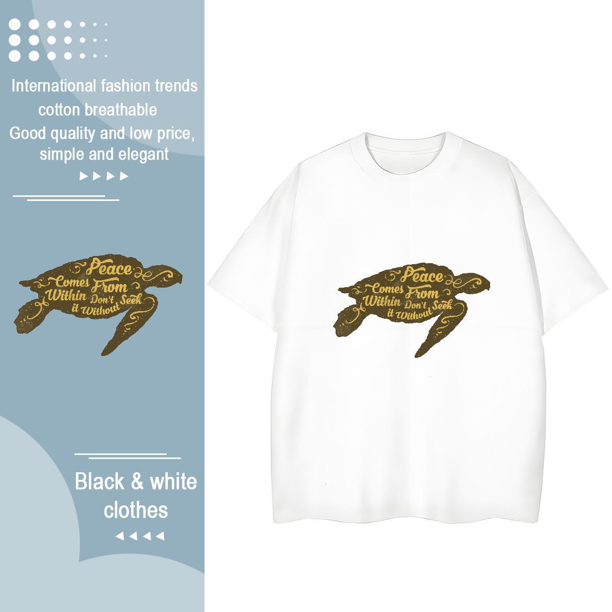 Unisex T-Shirts for Men tortoise Breathable Short Sleeve Anime Printing Street Oversized 4XL 230g Cotton Men Tees Wholesale Tees Shirts