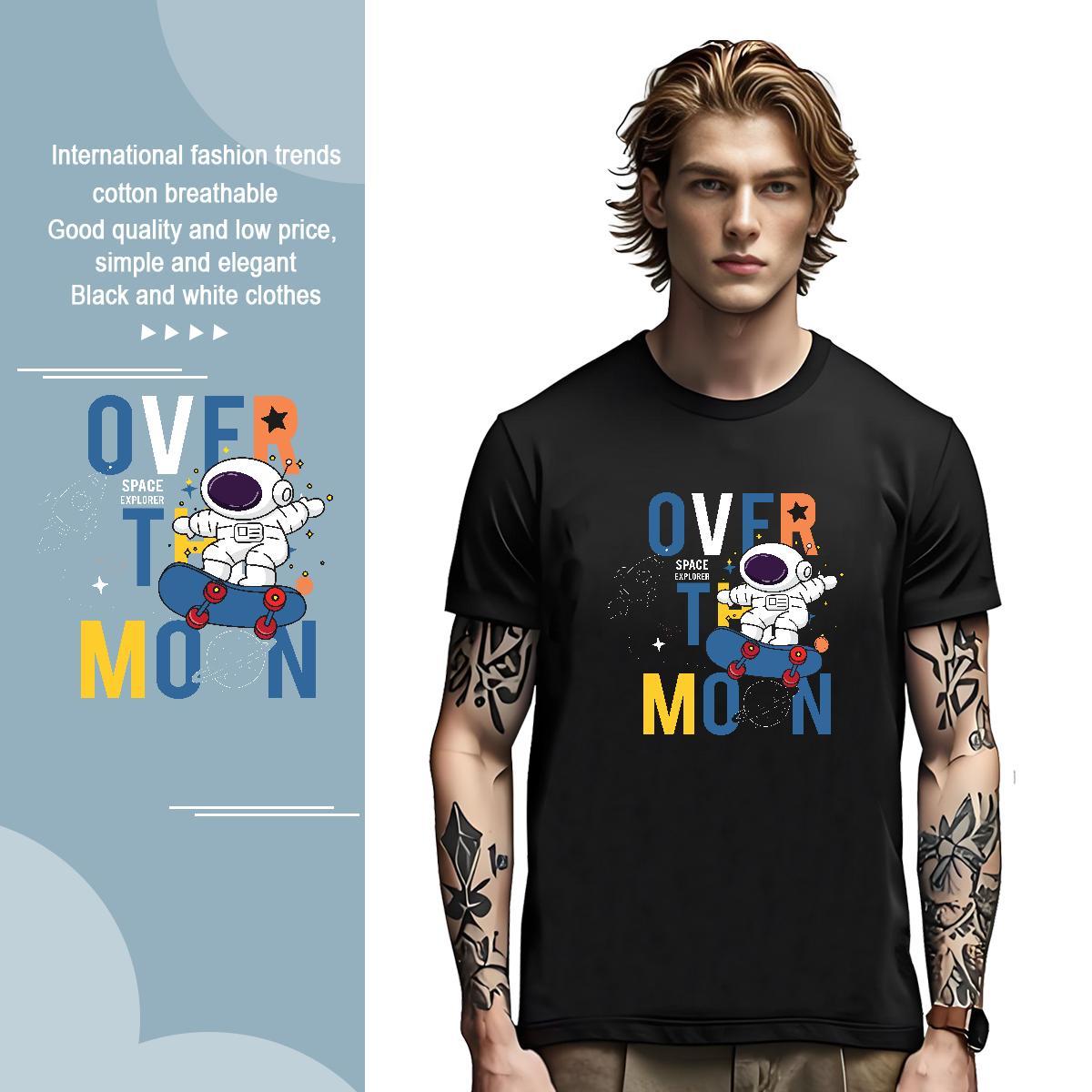 T shirt 230g Cotton universe Street wear Hip Hop Breathable Short Sleeve Cartoon Print Couples T Shirts Fashion Design Wholesale Tee Shirt