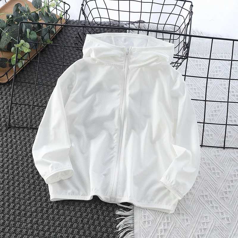 Boys sun protection jacket girls hooded ice silk cool breathable jacket summer outdoor childrens shoulder jacket sun protection childrens clothing W24
