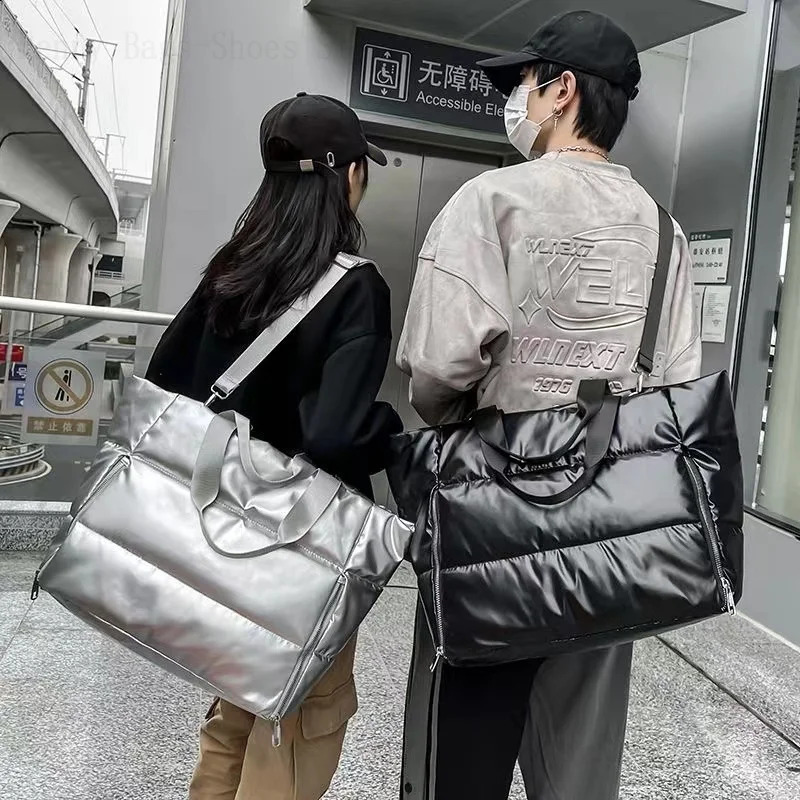 Winter Womens Fashion Handbag Large Capacity Thickened Quilted Coat Bag Pillow Silver Shoulder Armpit 240814