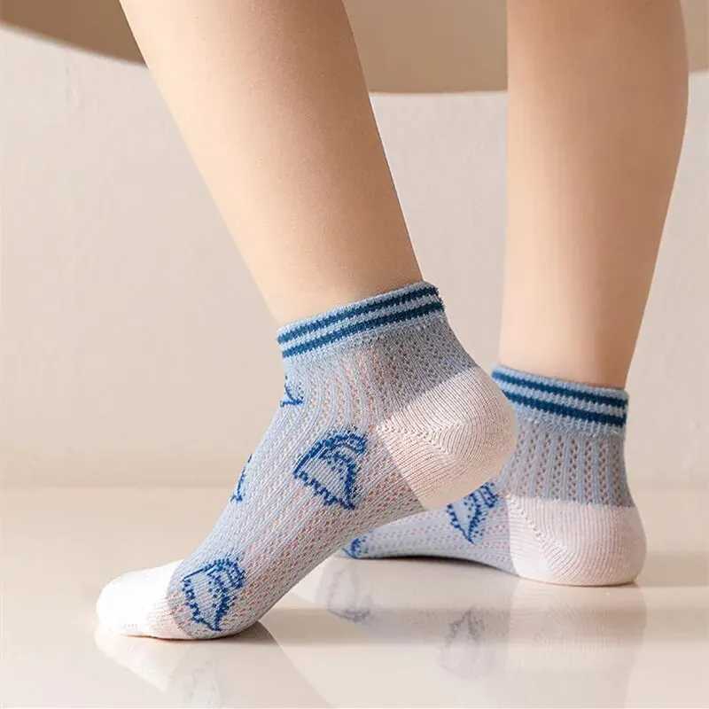 5 pairs of childrens socks summer cotton boys and girls socks cute breathable cartoon childrens socks thin casual socks W240814