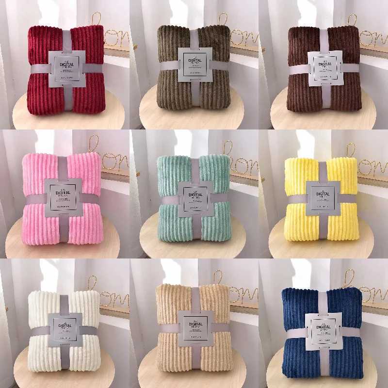 Childrens Flannel Blanket for Spring and Autumn Thickened Encrypted Magic Fleece Plain Coral Fleece Blanket Vacuum Packed Y240815