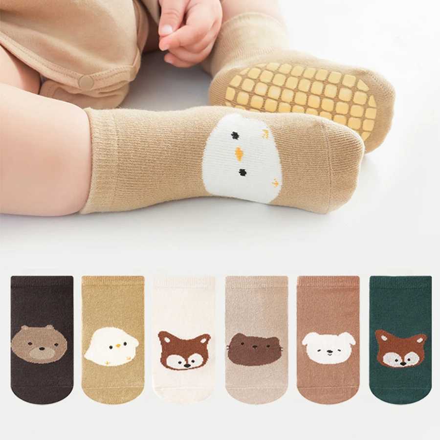 5 pairs of cartoon baby socks breathable and non slip soles childrens socks indoor walking socks cu W240814