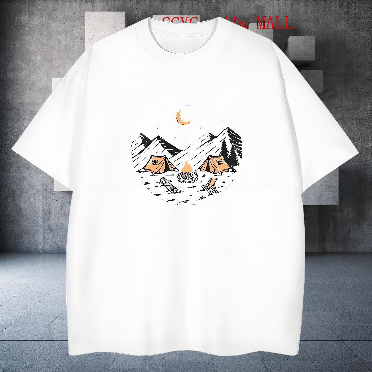 Designer Couples T Shirts High Street Hip Hop 230g 100% Cotton DIY Crew Neck mountains T-Shirts New Designer Wear