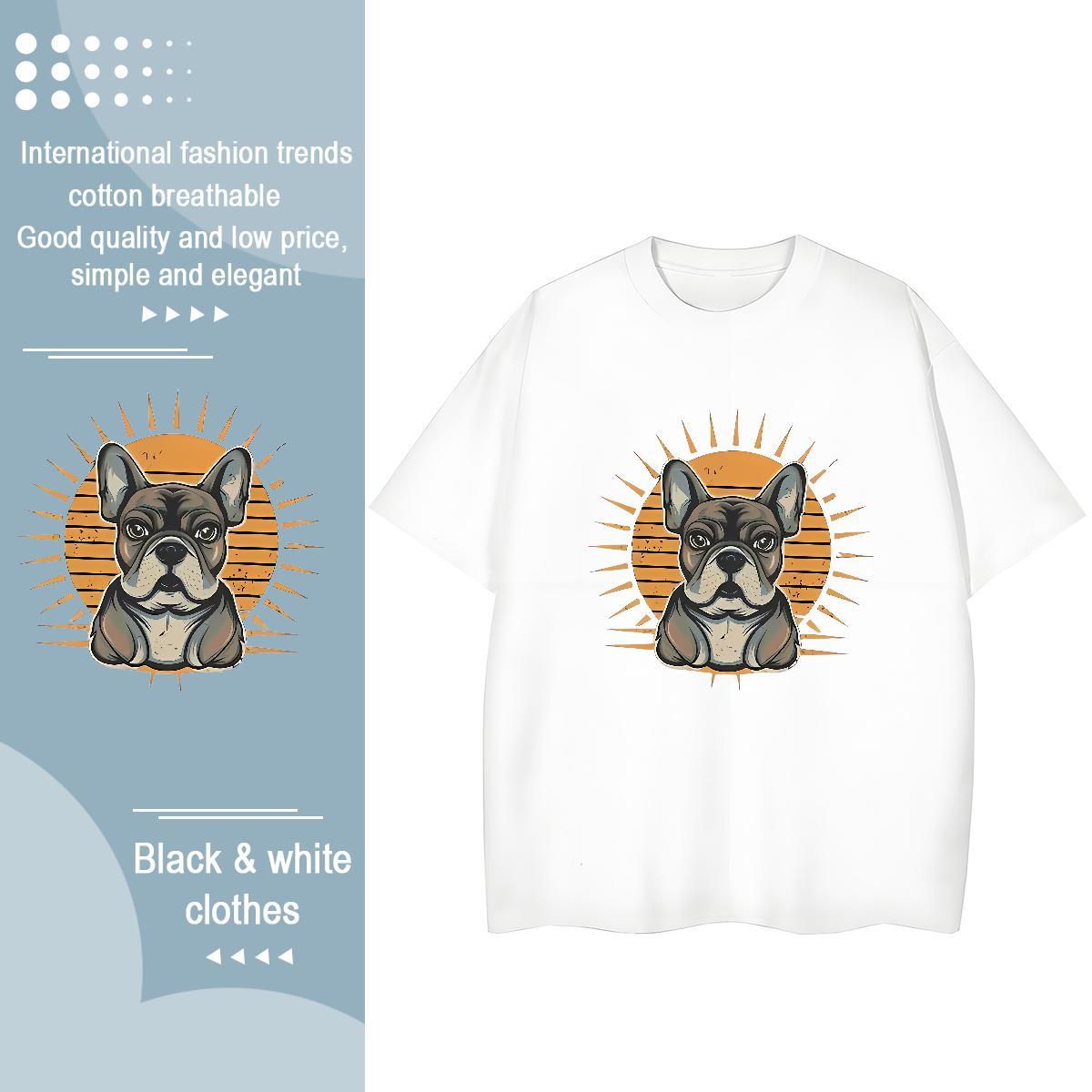 Popular Men T Shirts dog Crew Neck Hip Hop Anime Print 230g Cotton Men Tops Tees Custom Clothings