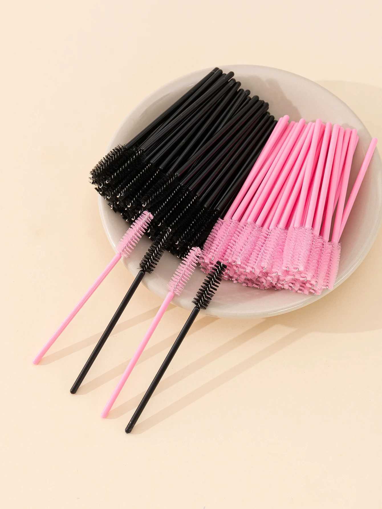 100PCS eyelash brush makeup brush disposable eye black stick application coil eyelash cosmetics brush eyelash extension tool W240814