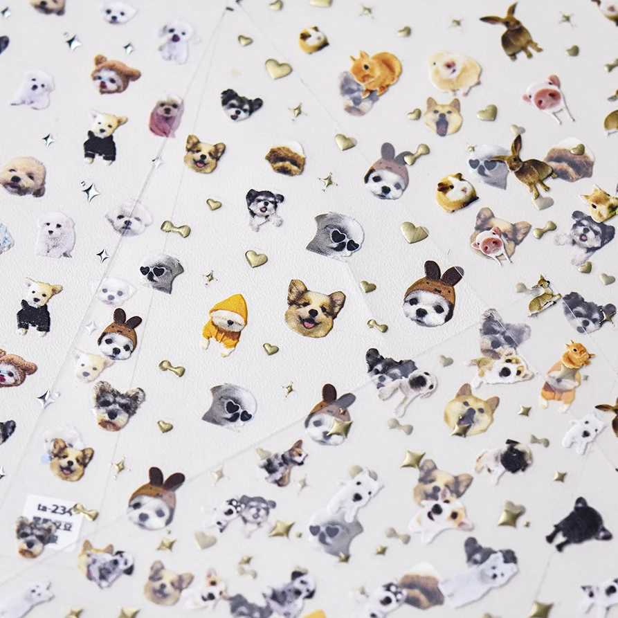Lovely Dog Cat Animal Bunny 3D Soft Embossed Relief Self Adhesive Nail Art Stickers Cute Pretty Puppy Kitty Star Manicure DecalsXJ240814