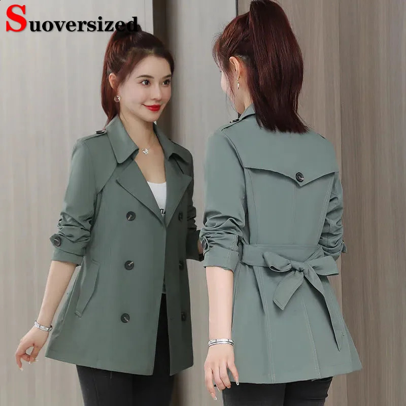 Casual double breasted ultrathin trench jacket Korean 5XL windproof classic and elegant womens Gabadian fashion with outerwear for Year 240814