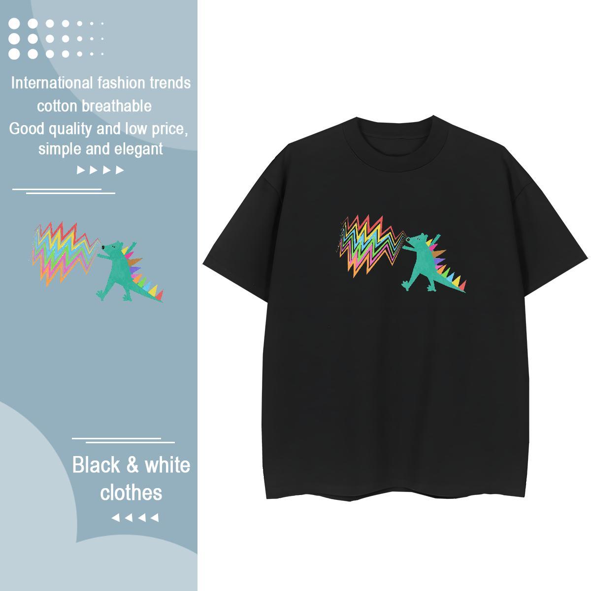 TOP Quality T shirt Breathable Short Sleeve 100% Cotton 230g Woman Tshirt Customized Print dinosaur Daily Wear Female Tees
