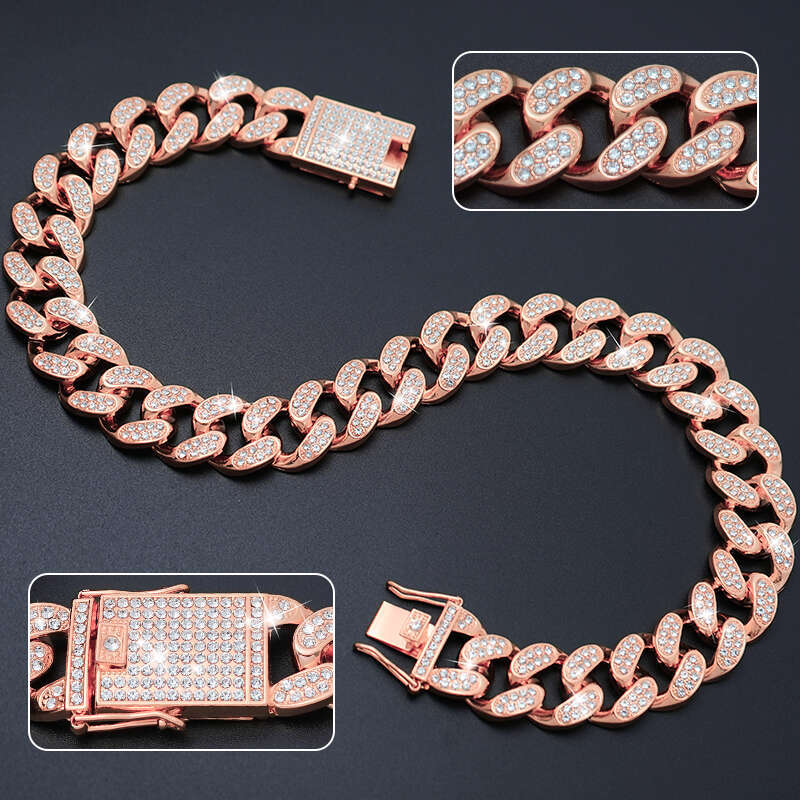 Gold Dog Chain Jewelry Cuban Collar With Secure Buckle For Small Medium Dogs Cats 20Mm Pets Collars Necklace With Diamo Zozostore