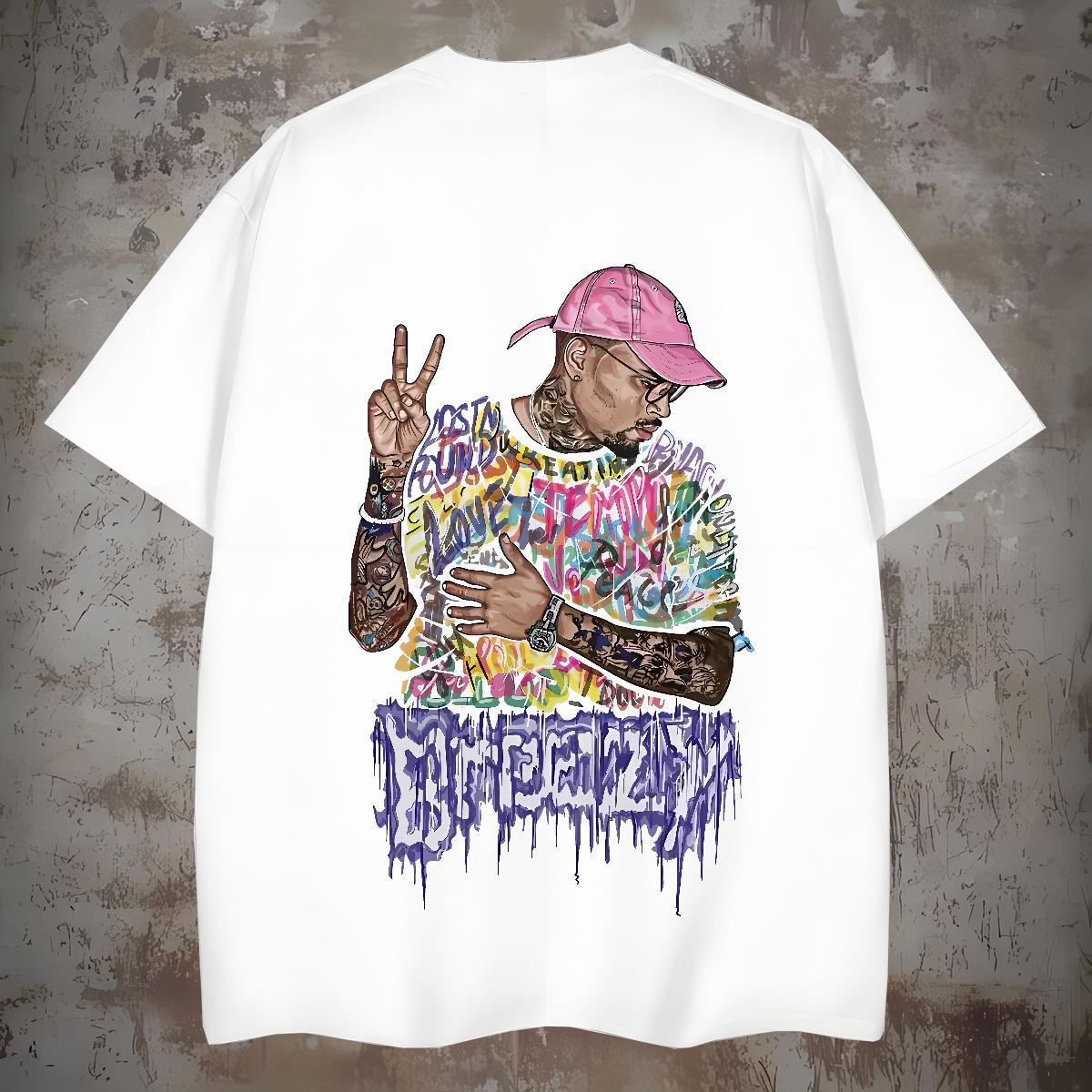 Free Shipping hiphop Man T Shirts Hip Hop Street Men Tees 230g Cotton Stylist Round Neck Short Sleeve Black White Polos